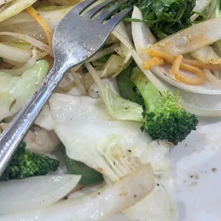 This was the cook infront of me plate, raw everything cabbage union etc lol