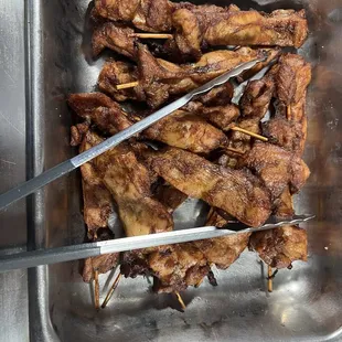 Chicken on sticks