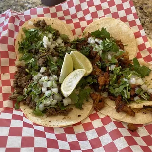 Pastor and asada tacos