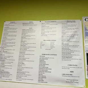 Menu (as of December 2023)