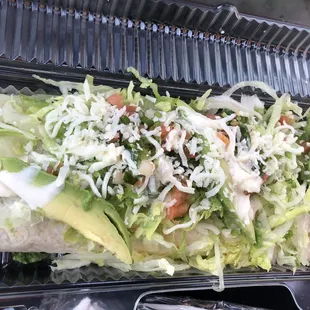 shredded lettuce and avocado