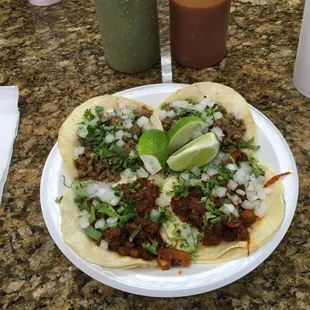 2 steak and 2 tacos al pastor