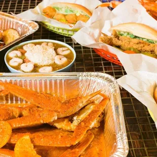 a variety of seafood dishes