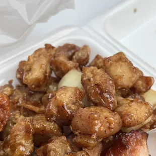 a close up of a container of food