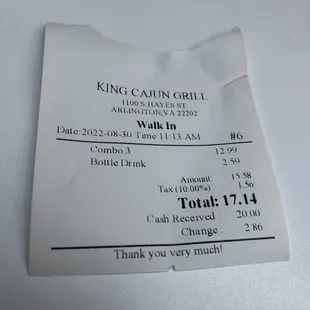 a receipt for a walk in