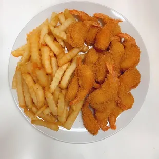 a plate of fried fish and fries