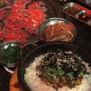 Rice with Spicy Seasoned Octopus in Hot Stone Pot