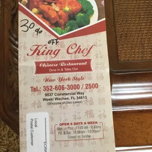 the menu