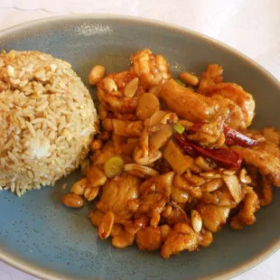 Three delights kung pao with fried rice