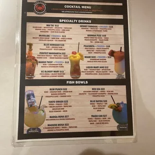 Drink menu