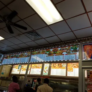 the menu of a fast food restaurant