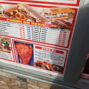 a menu for a sandwich shop