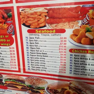 a menu for a fast food restaurant
