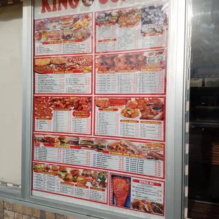 the menu for king combo