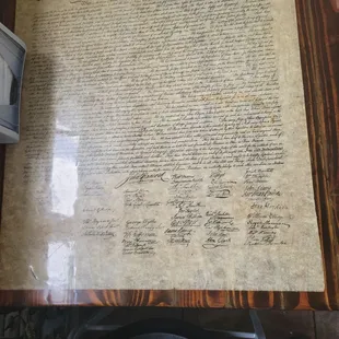 Constituon table... so fun to sit at and try to read... the signatures at least.. lol