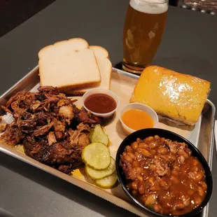 Pulled Pork with Beans and Jalapeno Cornbread