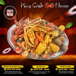 King Crab House invites you to savor our irresistible seafood creations.