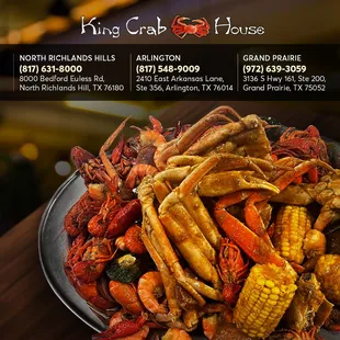 Experience the ocean's finest flavors with our seafood extravaganza at King Crab House. From succulent crab to juicy shrimp