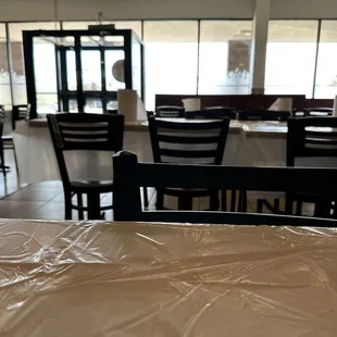 Inside seating facing door