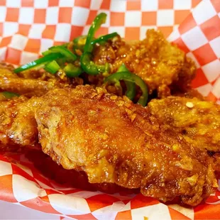 a basket of fried chicken