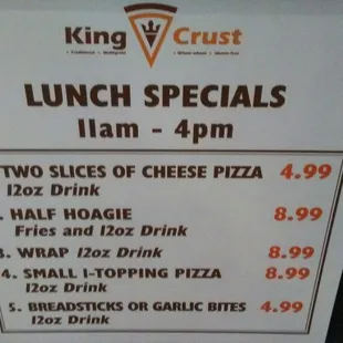 Lunch Specials . . .