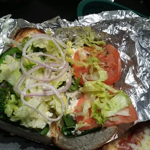 Half of the G-F Veggie Hoagie . . .