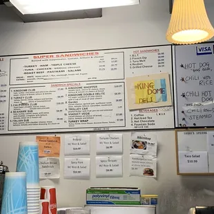 a menu on the wall