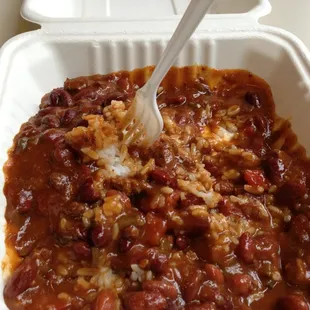 Chili and rice--so good!!