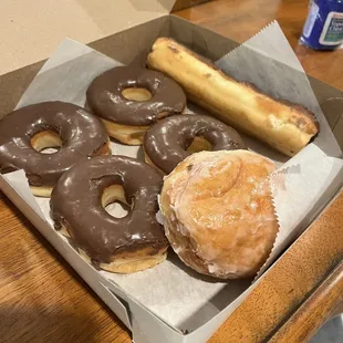 a box of doughnuts on a table