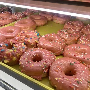 food, donuts, dough desserts
