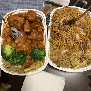 General Tso's and Beef Lo Mein