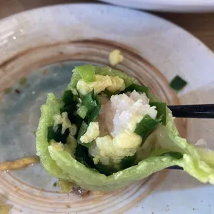Inside of a shrimp dumpling