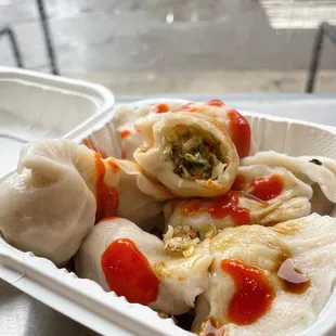 a close up of a container of food