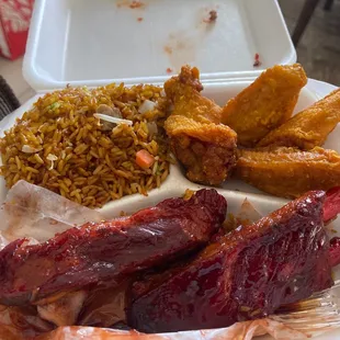 Barbecue Ribs meal with side order of wings