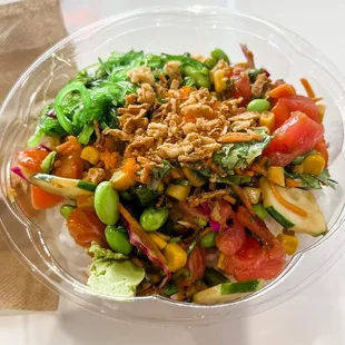 Salmon and tuna poke bowl