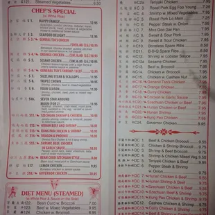 Chefs Specials and Combos