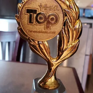 a gold trophy