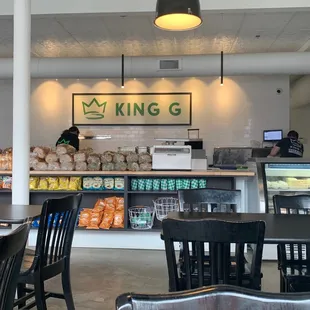 Inside. View of counter from seating area.