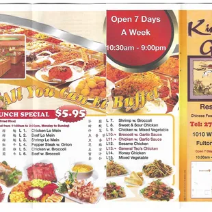 a menu for a restaurant