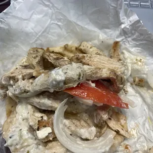 I can say that the Gyro has a lot of chicken on it and big chicken which is awesome