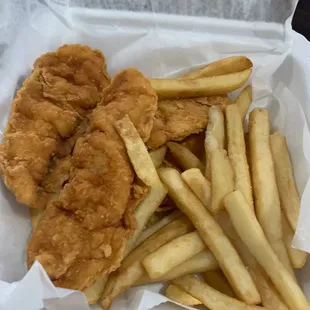 Chicken tenders and fries