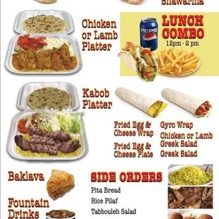 the menu for king gyros