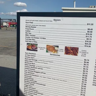 Drive through menu board