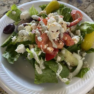 Greek salad with dill dressing