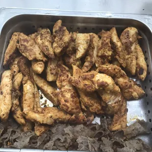 a tray of chicken wings