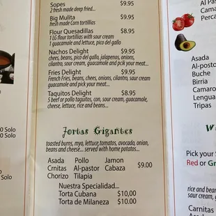 menu