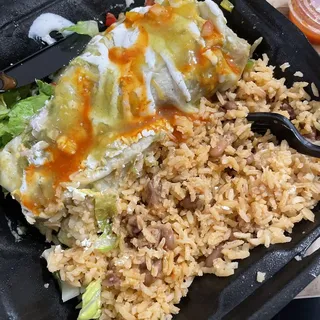 Beans And Rice And Guacamole Burrito