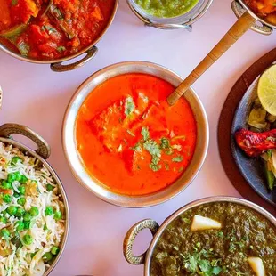 a spread of indian food