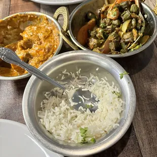 Chicken Tikka Masala Bhindi Masala Garlic Naan