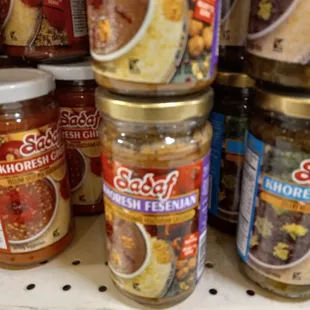 a variety of soups and condiments